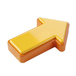 3D Right Arrow Icon - Yellow & Orange Directional