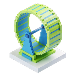 Vibrant 3D Block Wheel Icon for Technology Use