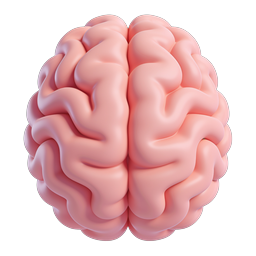 3D Pink Brain Icon - Neuroscience & Medical Illustration