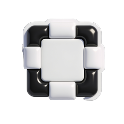 3D Glossy Button Tile Icon - Monochrome UI Element