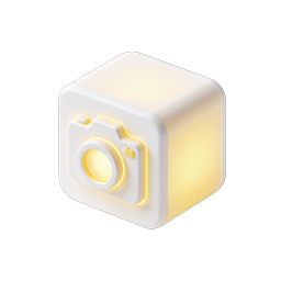 3D Camera Icon with Glowing Lens | Modern Photo Icon