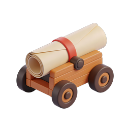 3D Cannon Icon - Classic Artillery Clay Render