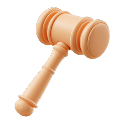 3D Clay Gavel Icon - Legal Justice Symbol