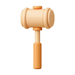 3D Clay Gavel Icon - Legal & Justice Symbol
