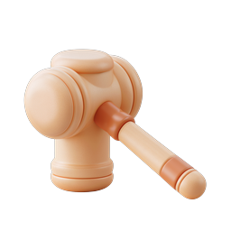 3D Clay Gavel Icon - Judge Hammer Legal Symbol