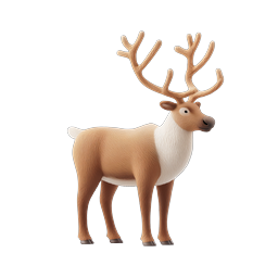 3D Clay Reindeer Icon - Festive Wildlife Character