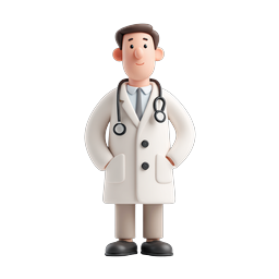 3D 医師キャラクターアイコン - 親しみやすい医療専門家