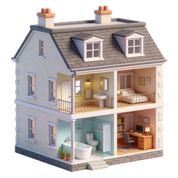 Ícone 3D de corte de casa de bonecas - Casa em miniatura