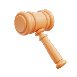 3D Clay-Style Gavel Hammer Icon | Legal & Court Symbol