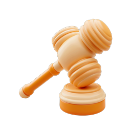 3D Clay Gavel Icon - Legal & Court Symbol