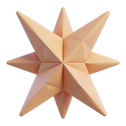 3D Geometric Star Icon - Peach Clay Style Premium Design