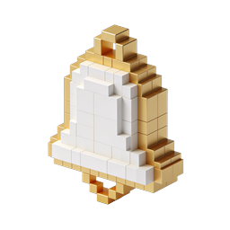 3D Gold and White Voxel Blocks Icon - Premium Cubic Design