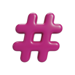 3D Glossy Pink Hashtag Icon for Social Media