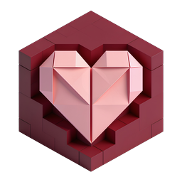 3D Heart in Hexagon Icon - Modern Love Symbol Design