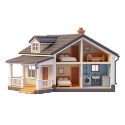 Charming 3D Dollhouse House Cross-Section Icon