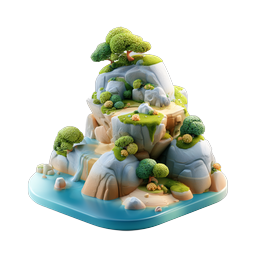 3D Clay Island Mountain Landscape Icon | Nature Scene