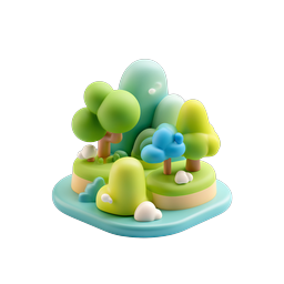 3D Miniature Island Nature Scene Icon | Clay Style
