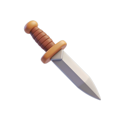 3D Knife Icon - Polished Blade and Brown Handle