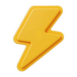 3D Yellow Lightning Bolt Icon - Power & Energy Symbol