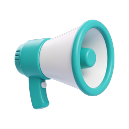 Icono 3D de megáfono – ilustración de altavoz turquesa y blanco