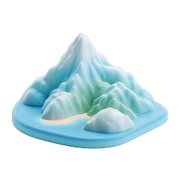 3D Mountain Island Clay Icon for Nature Apps