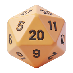 3D Number Dice Icon | Realistic Polyhedral Gaming Dice