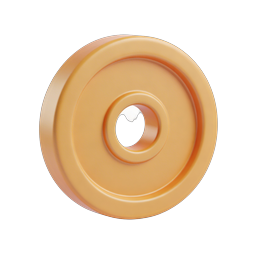 3D Orange Donut Icon - Realistic Glossy Pastry