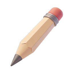 3D Pencil Icon - Realistic Writing & Education Graphic