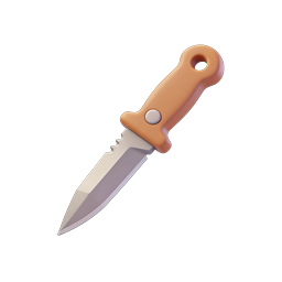 3D Orange Pocket Knife Icon | Tactical Blade Design