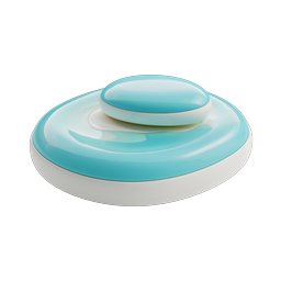 3D Glossy Push Button Icon - Cyan UI Control