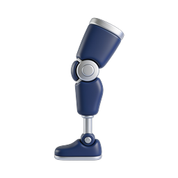 3D Robotic Articulated Figure Icon - Navy Blue & Chrome