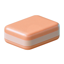 3D Rounded Box Icon - Peach Colored Isometric Design