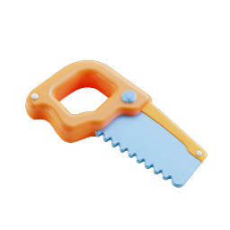 3D Saw Tool Icon - Orange Handle & Blue Blade