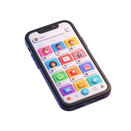 3D Smartphone Social Media App Icon | Colorful Mobile Interface