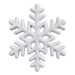 3D 雪花图标 - 光泽白色冬季水晶
