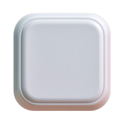 3D Rounded Square Button Icon - Realistic UI Element