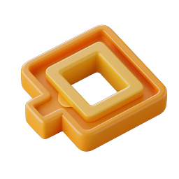 3D Orange Stamp Icon | Layered Square Pad Tool