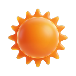 3D Glossy Sun Icon - Bright Weather Symbol