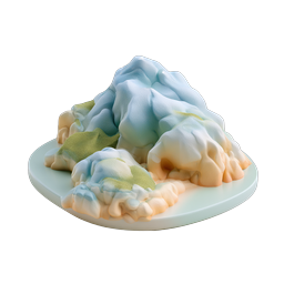3D Topographic Mountain Terrain Icon - Clay Style