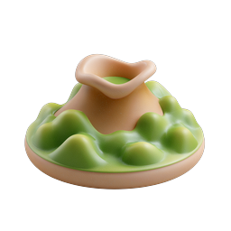 3D Clay Vulkanberg-Icon - Naturlandschaft