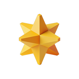 Icona stella 3D gialla - Design geometrico sfaccettato