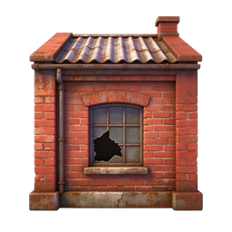 Abandoned Brick House Icon - 3D Rendered Building