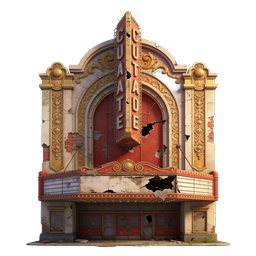 Abandoned Vintage Cinema Theater 3D Illustration
