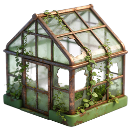 Abandoned Overgrown Greenhouse 3D Icon