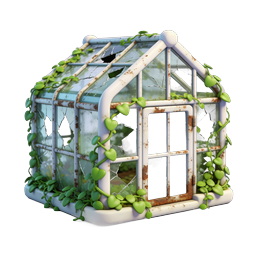 Abandoned Overgrown Greenhouse 3D Icon