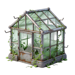 Abandoned Weathered Greenhouse 3D Icon