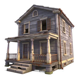 Abandoned Haunted House 3D Icon - Creepy Derelict Building