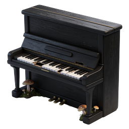 Abandoned Piano with Mushrooms - Whimsical 3D Icon