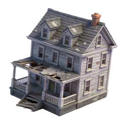 Ícone 3D de casa vitoriana abandonada | casa mal-assombrada assustadora