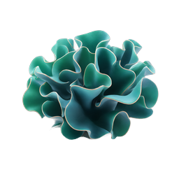 Abstract Coral Sculpture 3D Render with Gold Accents
